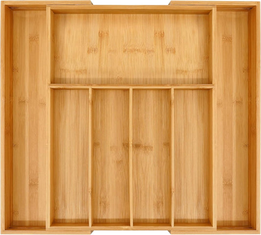 Premium Bamboo Drawer Organizer, Expandable Silverware Drawer Organizer