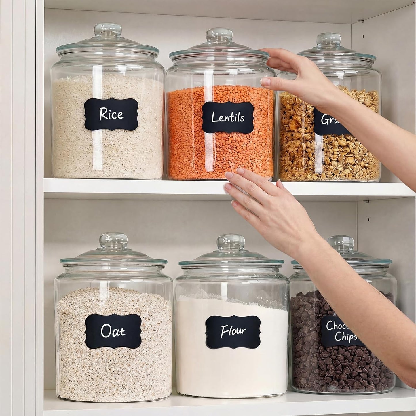 2 Glass Storage Jars Set,1 Gallon Cookie Jar for Food Storage,Large Jar Food Storage Containers,Airtight Glass Jars with Lids for Kitchen Counter Pantry Well Organization