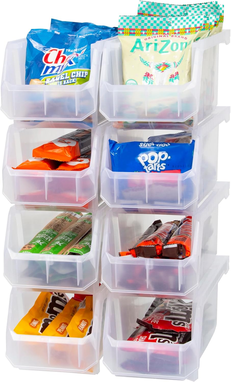 Medium Plastic Storage Bins, Stackable Organizer Containers for Closet Pantry Shelf Garage and Office Organization, Clear, 8 Pack