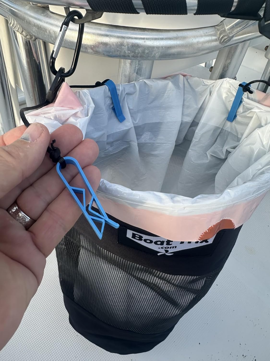 Boat Trash Bag - Large Versatile Hoop Mesh Garbage Bag designed for Use with/or without a bag liner