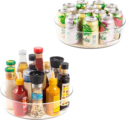 2 Pack Lazy Susan Cabinet Organizer with Handle 12 inch