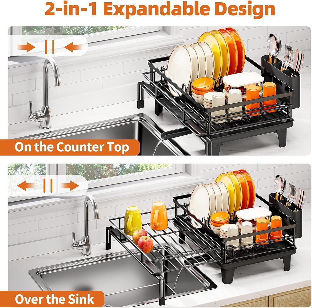 Urackify Expandable Sink Dish Drying Rack for Kitchen Counte