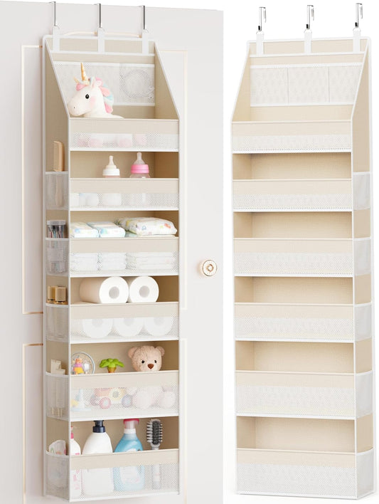 Over the Door Organizer, 6-Shelf Closet Hanging Storage with 13 Mesh Pockets