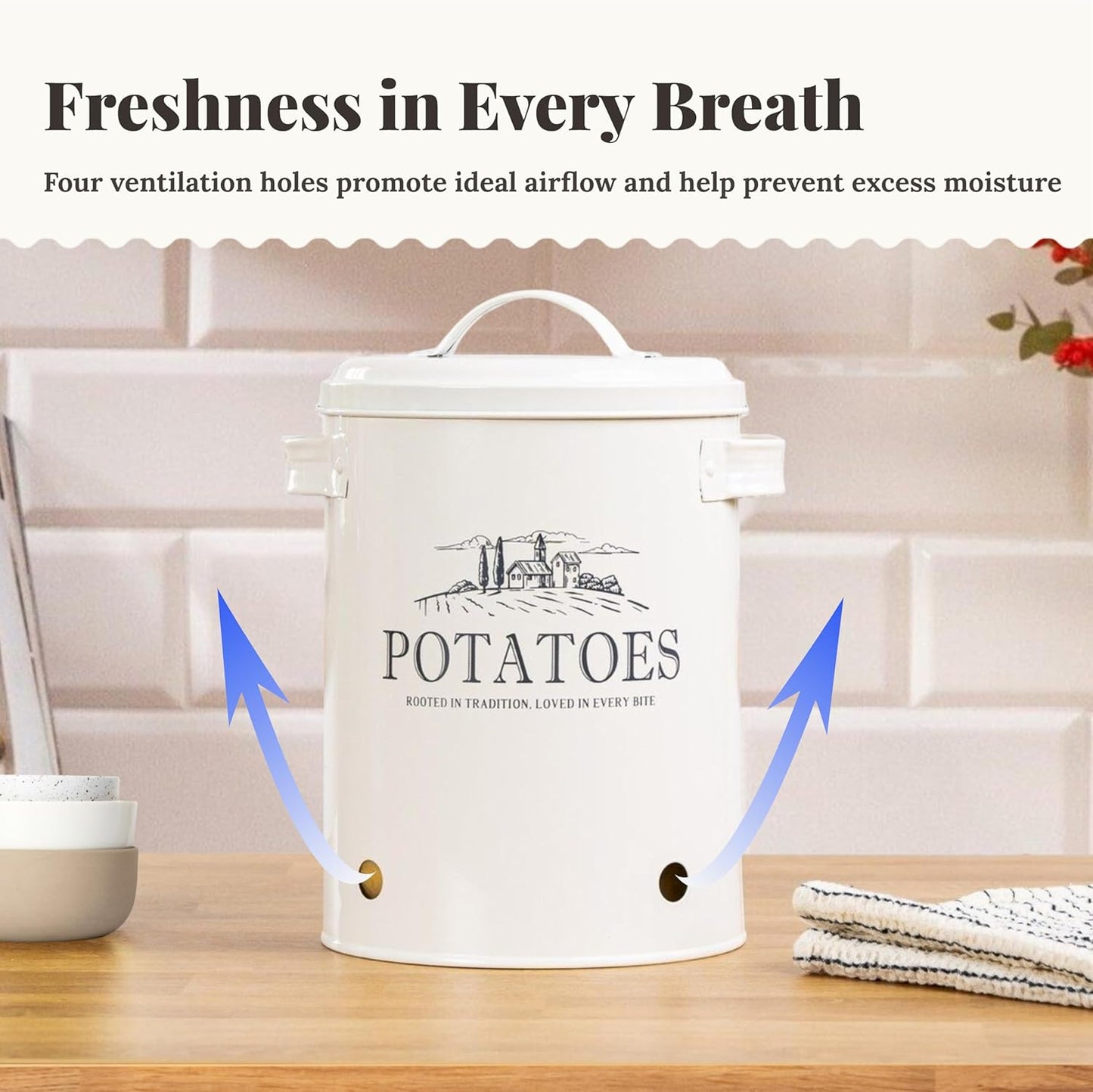 Potato and Onion Storage Bin Set – 3-Piece Ventilated Potato Storage Bin