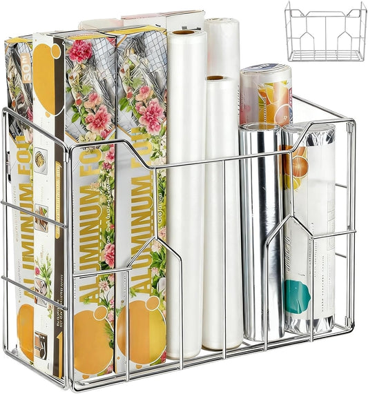 Kitchen Wrap Organizer Rack Wall Mount, Cabinet Door Organizer Storage