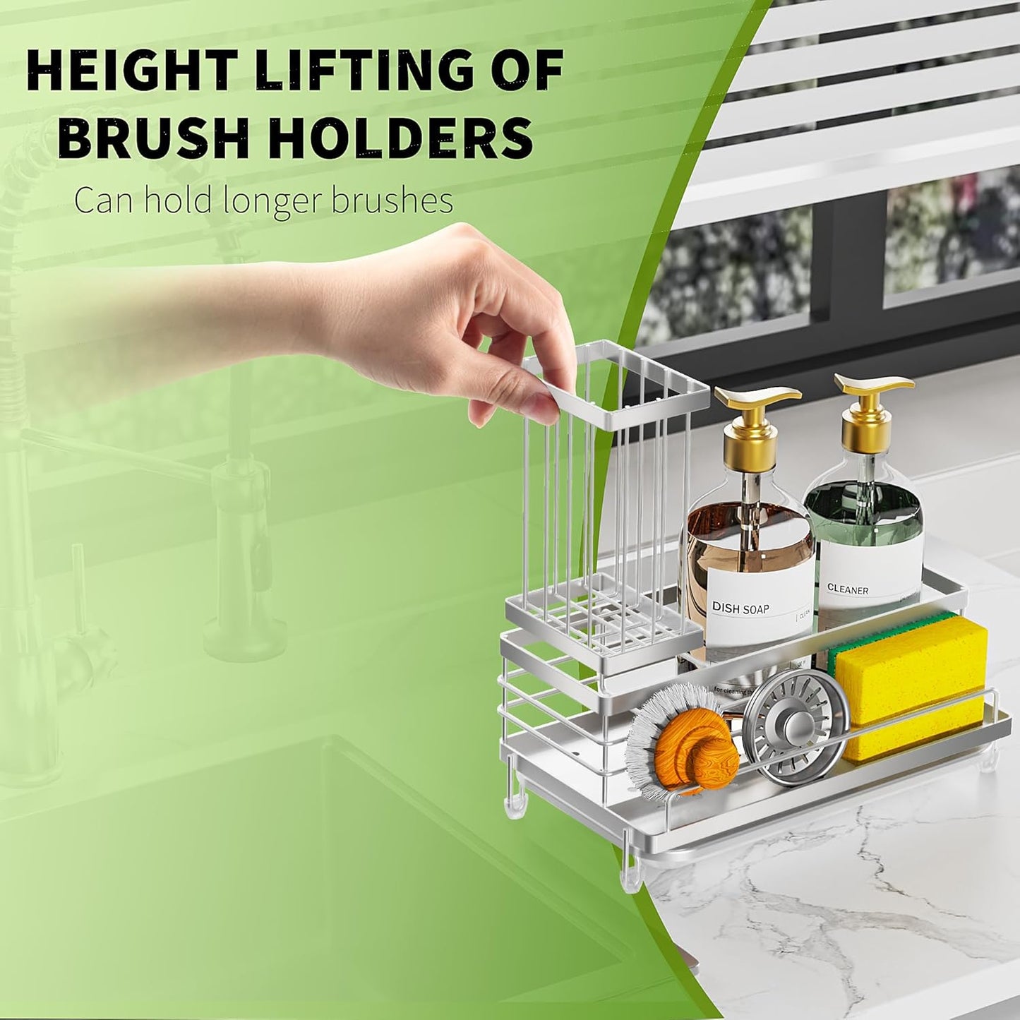 Stainless Steel Kitchen Sink Caddy Organizer, Sponge Holder for Sink Rustproof