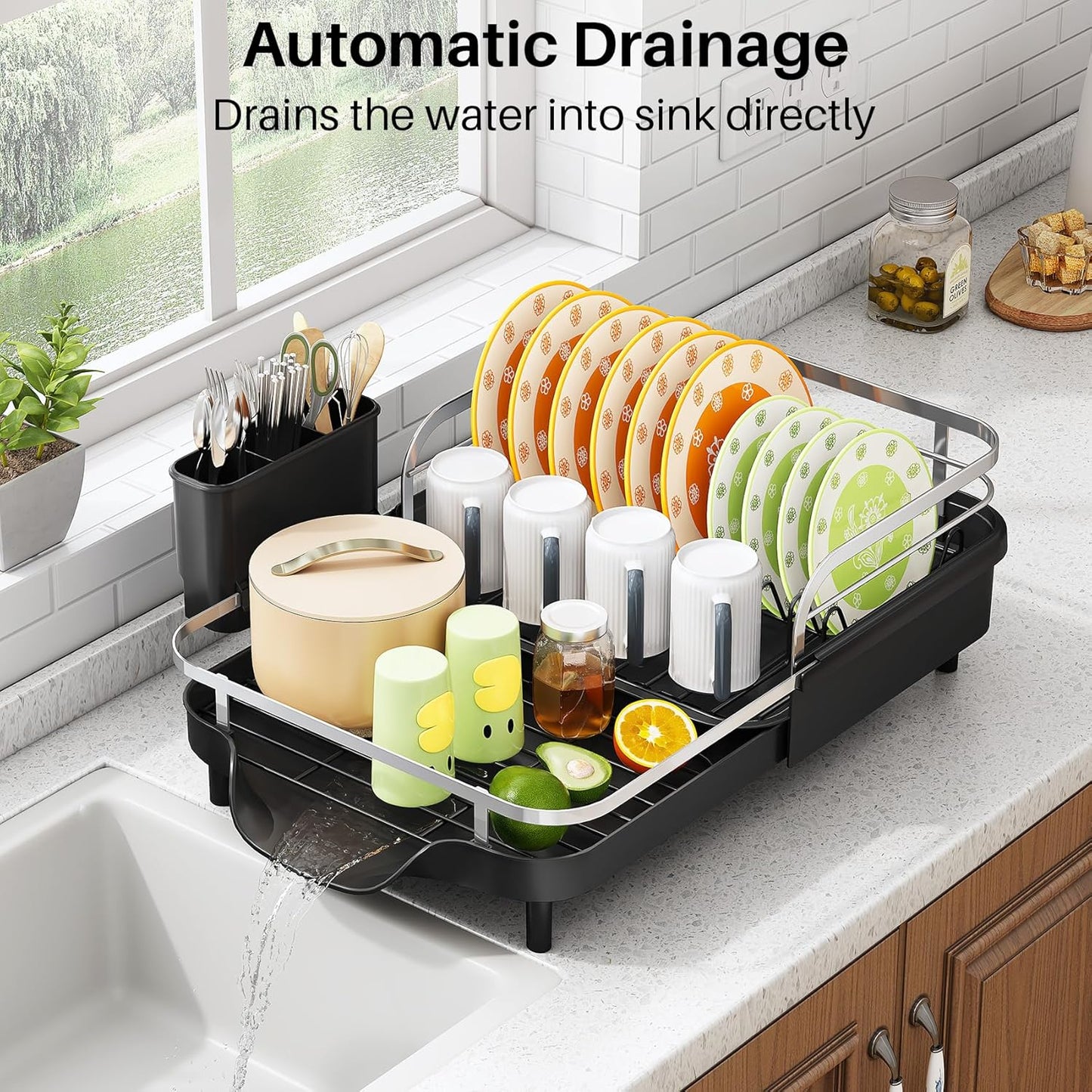 Dish Drying Rack - Expandable Dish Rack for Kitchen Counter