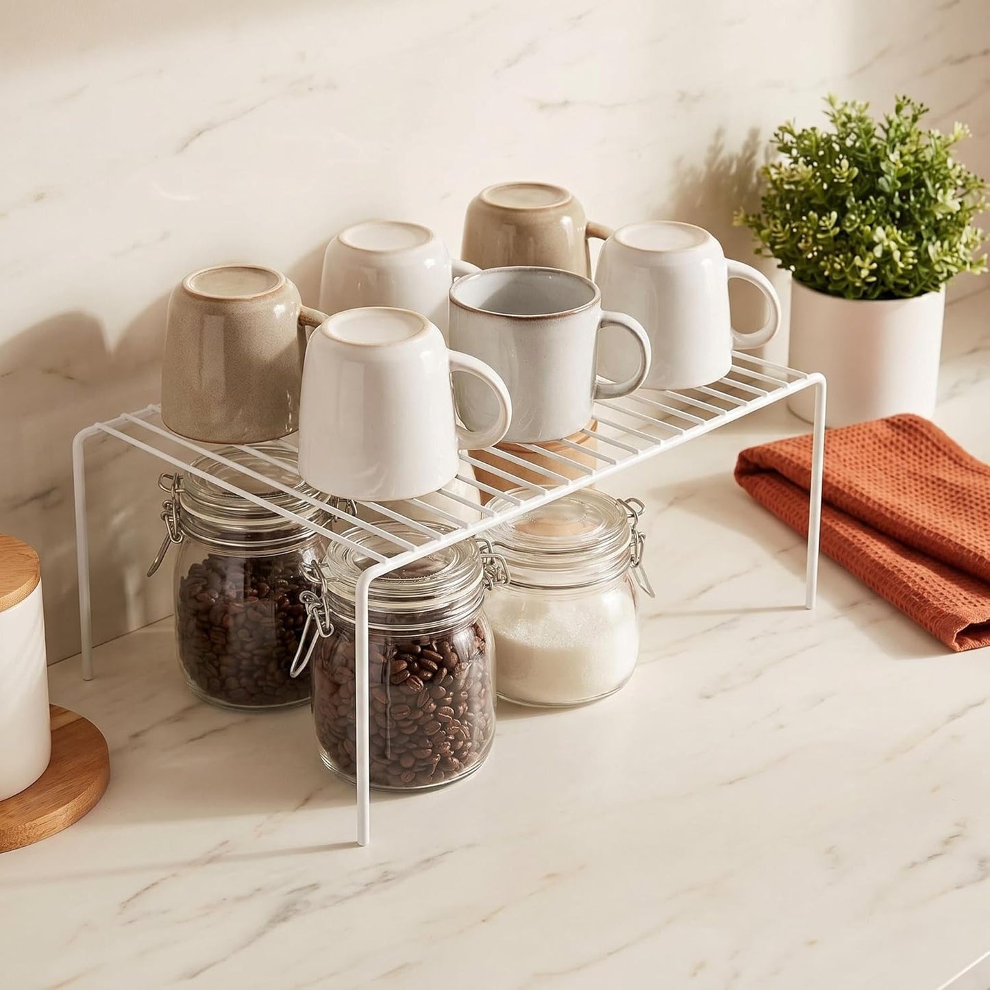 Set of 6 Large (15.7 x 9.4 Inch) Kitchen Cabinet Organizer Shelf