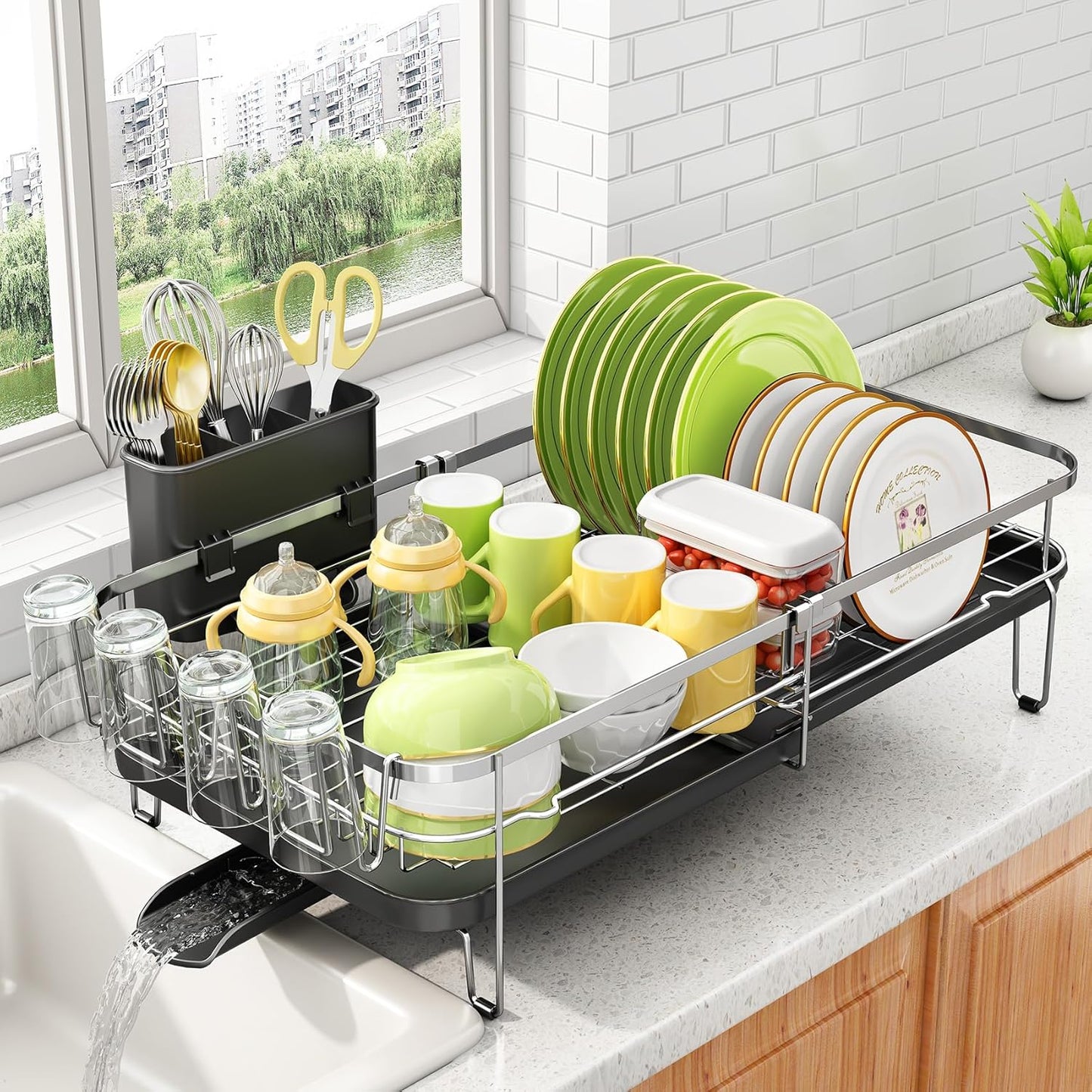 Dish Drying Rack, Expandable Dish Rack for Kitchen Counter