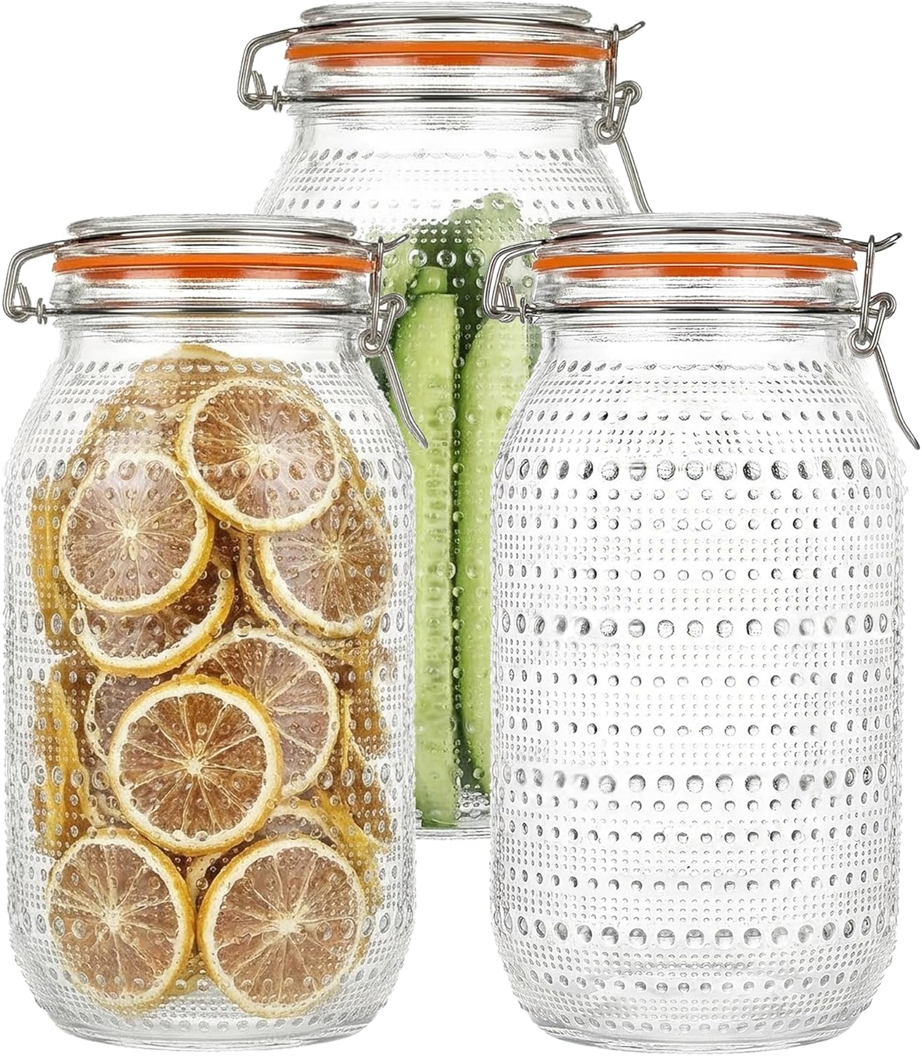 64 Oz Glass Mason Jars with Airtight Lids3 Pack