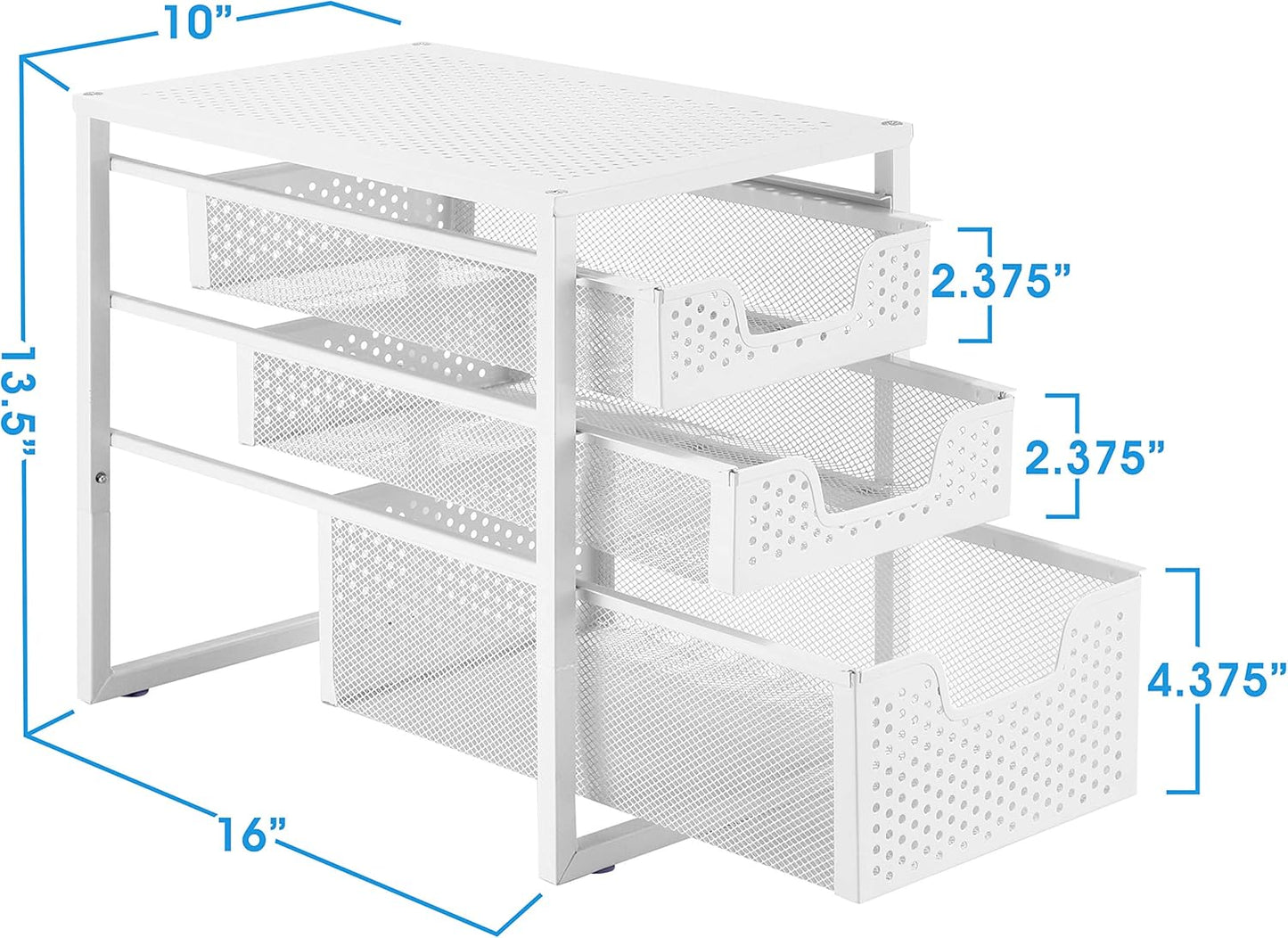3-Tier Under Sink Cabinet Organizer with Sliding Storage Drawer