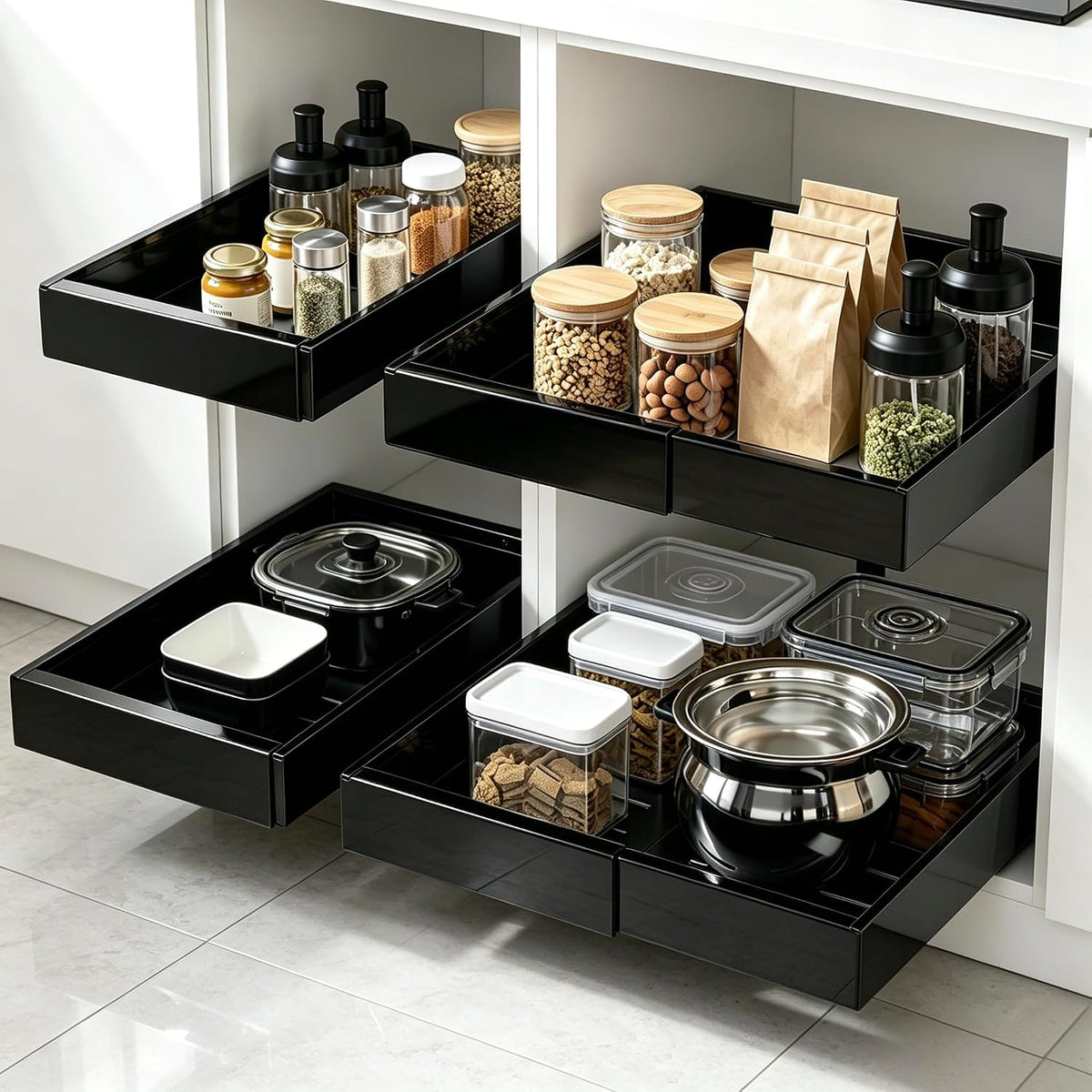 DEKAVA 4 Pack Expandable Pull Out Cabinet Organizer