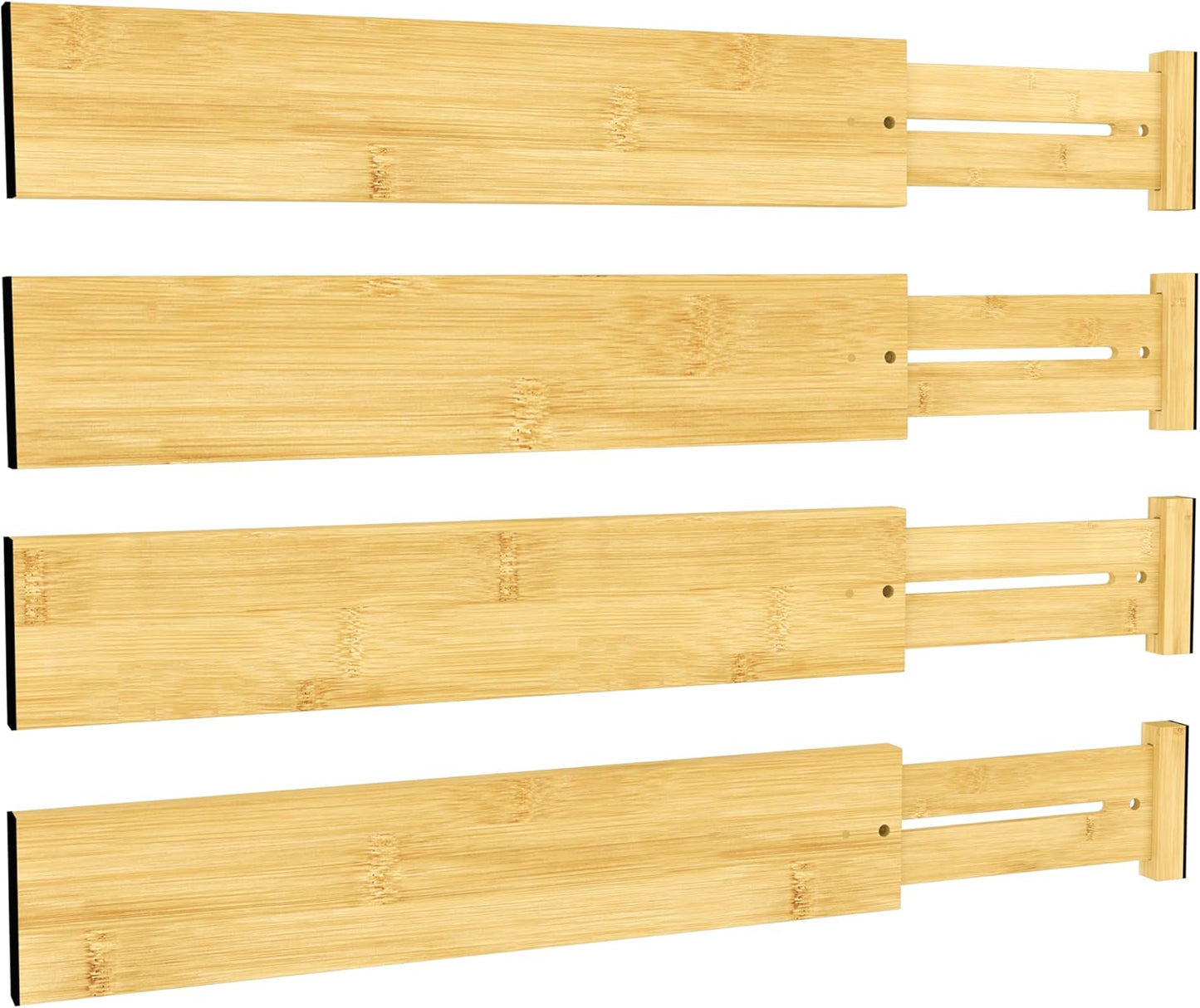 3" H Large Bamboo Drawer Dividers Adjustable Drawer Organization Expandable Utensil Organizers for Kitchen Dresser Bathroom Bedroom and Office 4-pack