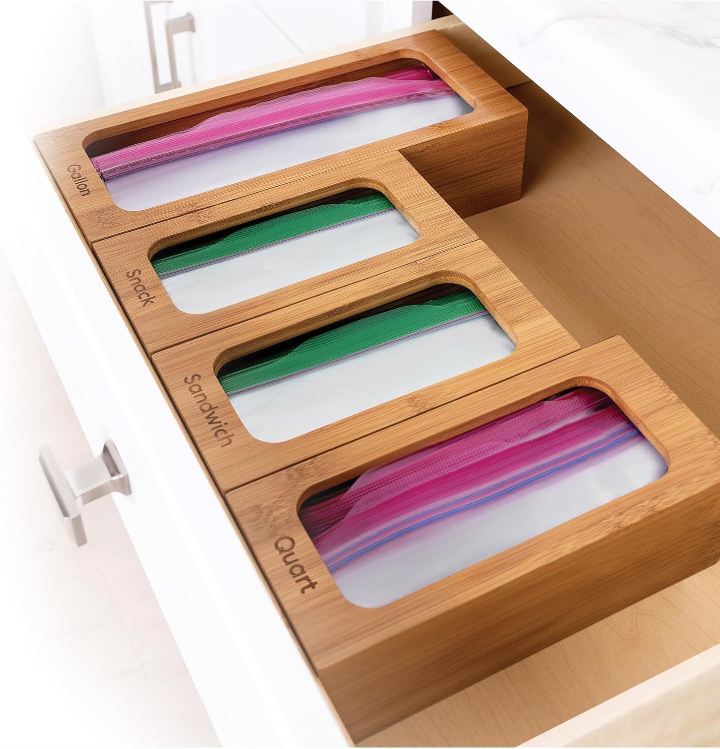 Bamboo Premium Organizer Storage Bins for Kitchen Silverware, Pantry, Closet, Office Desk, Pens