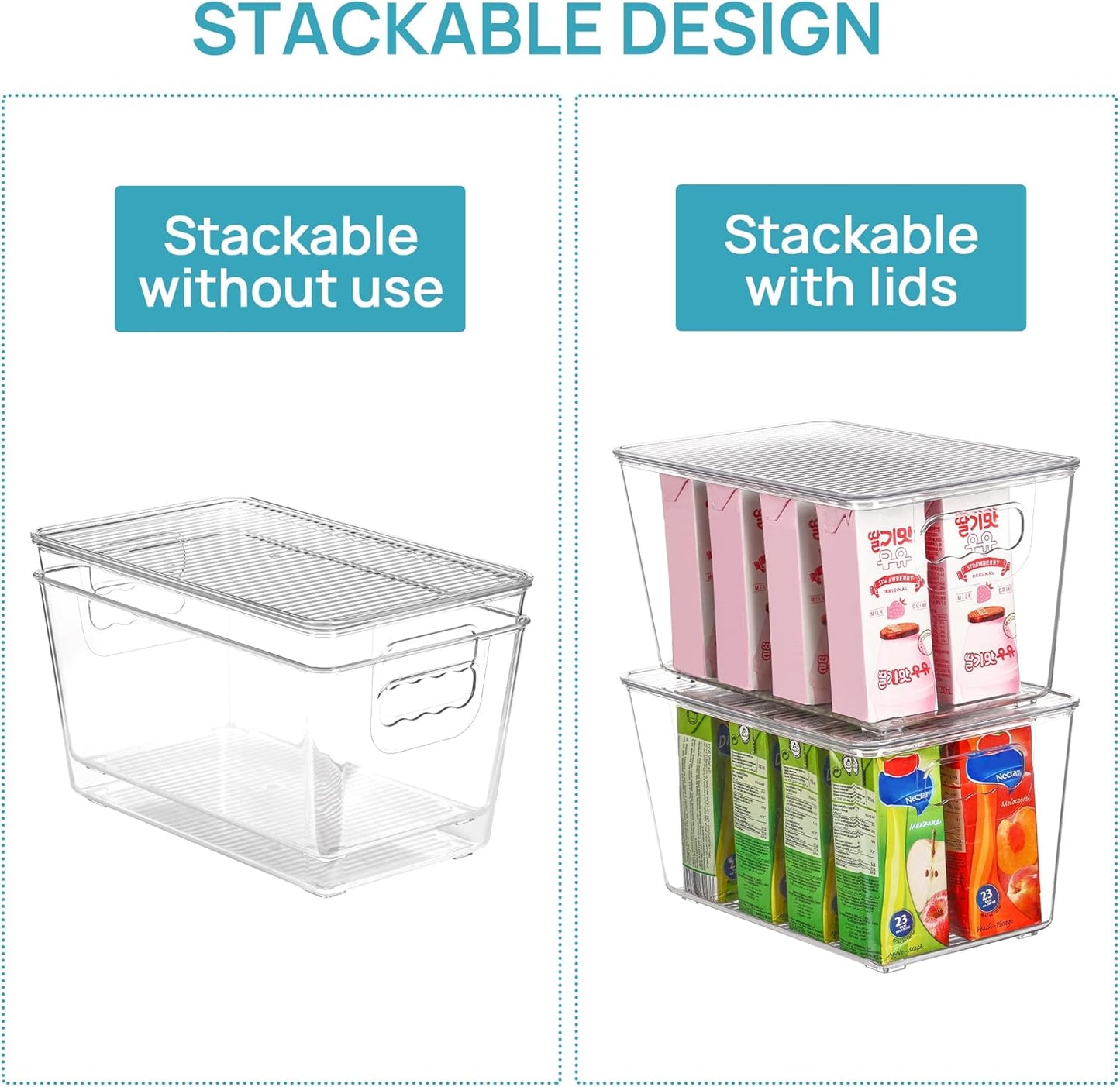 6 Pack Clear Stackable Storage Bins with Lids