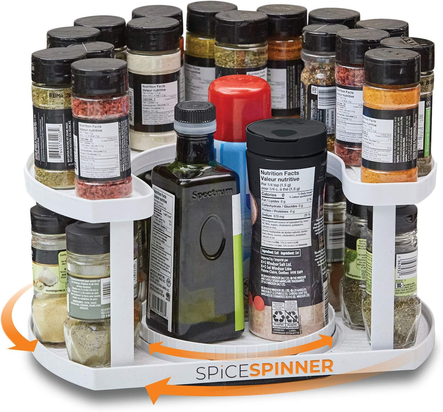 Spice Spinner Two-Tiered Spice Organizer & Holder That Saves Space, Keeps Everything Neat
