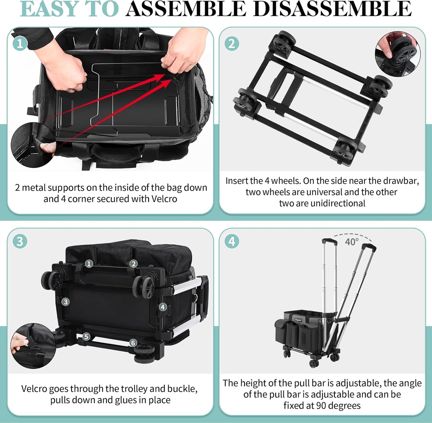 Rolling Cleaning Caddy, Cleaning Supplies Organizer with Trolley