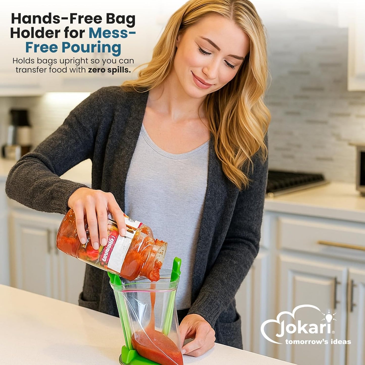 Adjustable Baggy Rack Stand 2 Pack Hands Free Food Storage Bag Holder Stand for Freezer and Sandwich Bags Clip Stand for Pouring Leftovers or Drying Reusable Ziploc Bags
