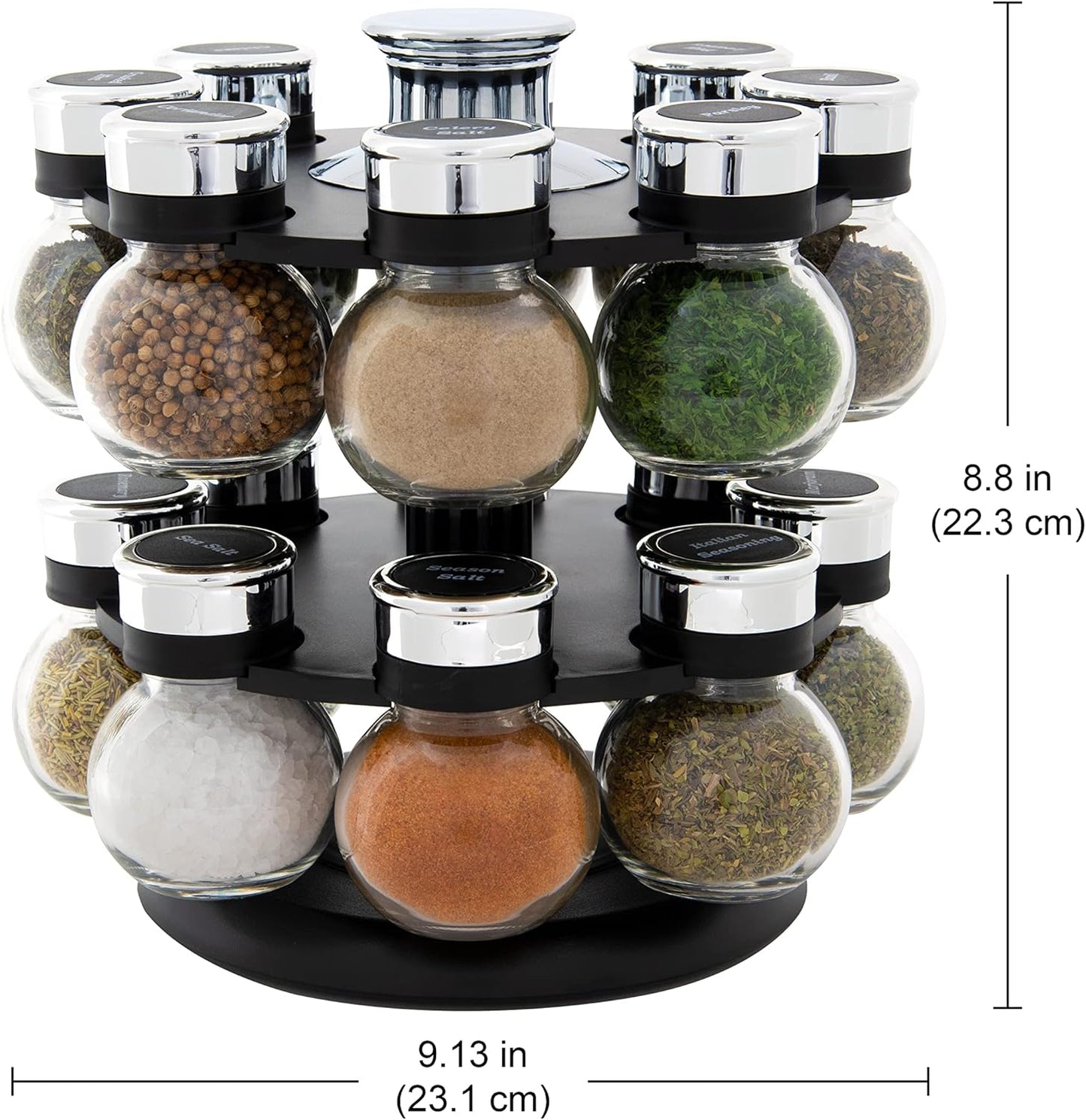 Ellington 16 Jar Revolving Spice Rack with Prefilled Spices