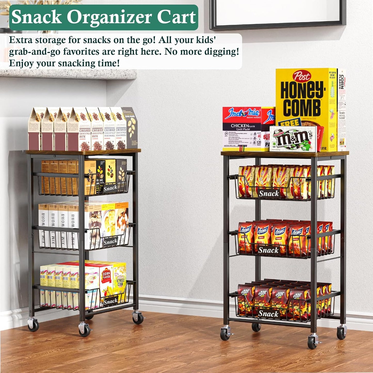 4-Tier Small Kitchen Storage Cart on Wheels