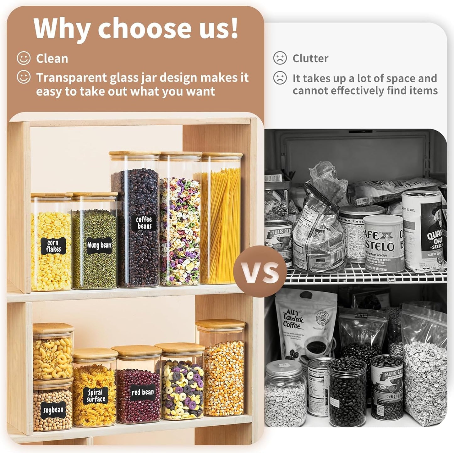 37 Oz Glass Storage Jars with Bamboo Lids