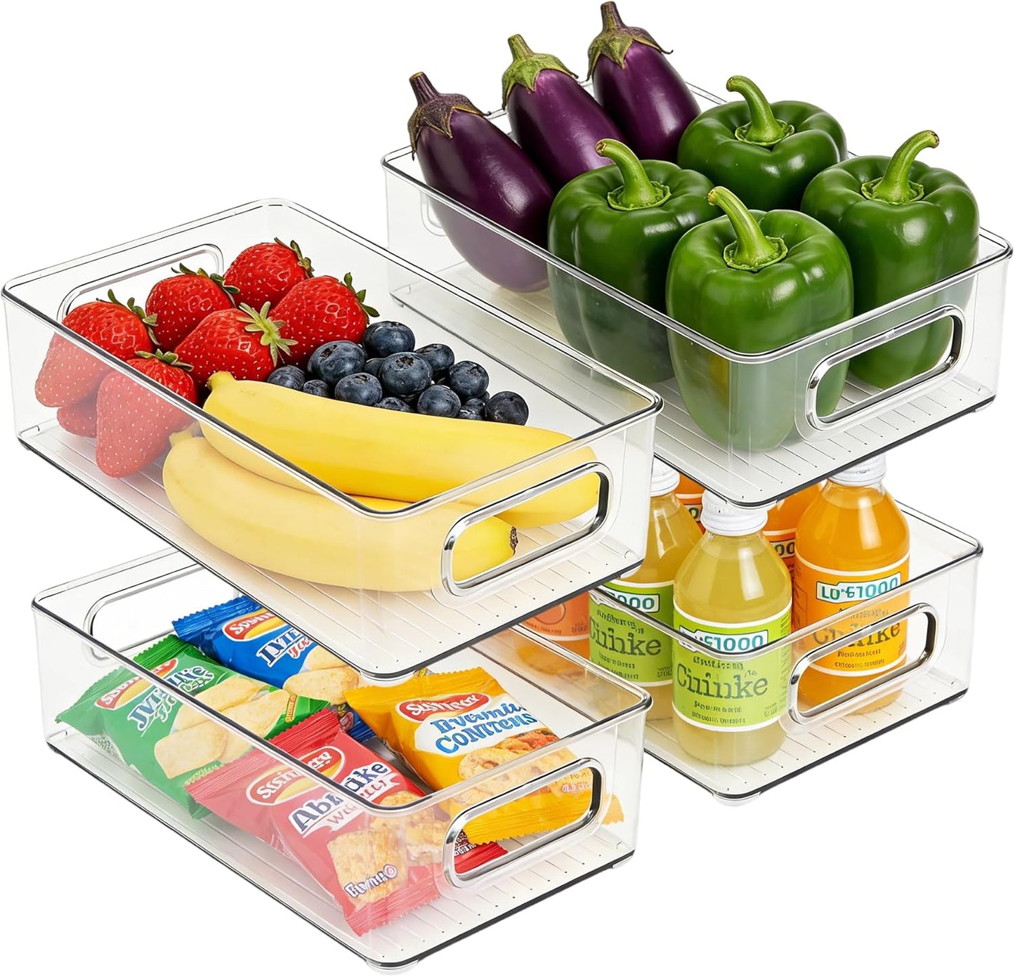 Refrigerator Organizer Bins, 4 Pack,10x6x3 in