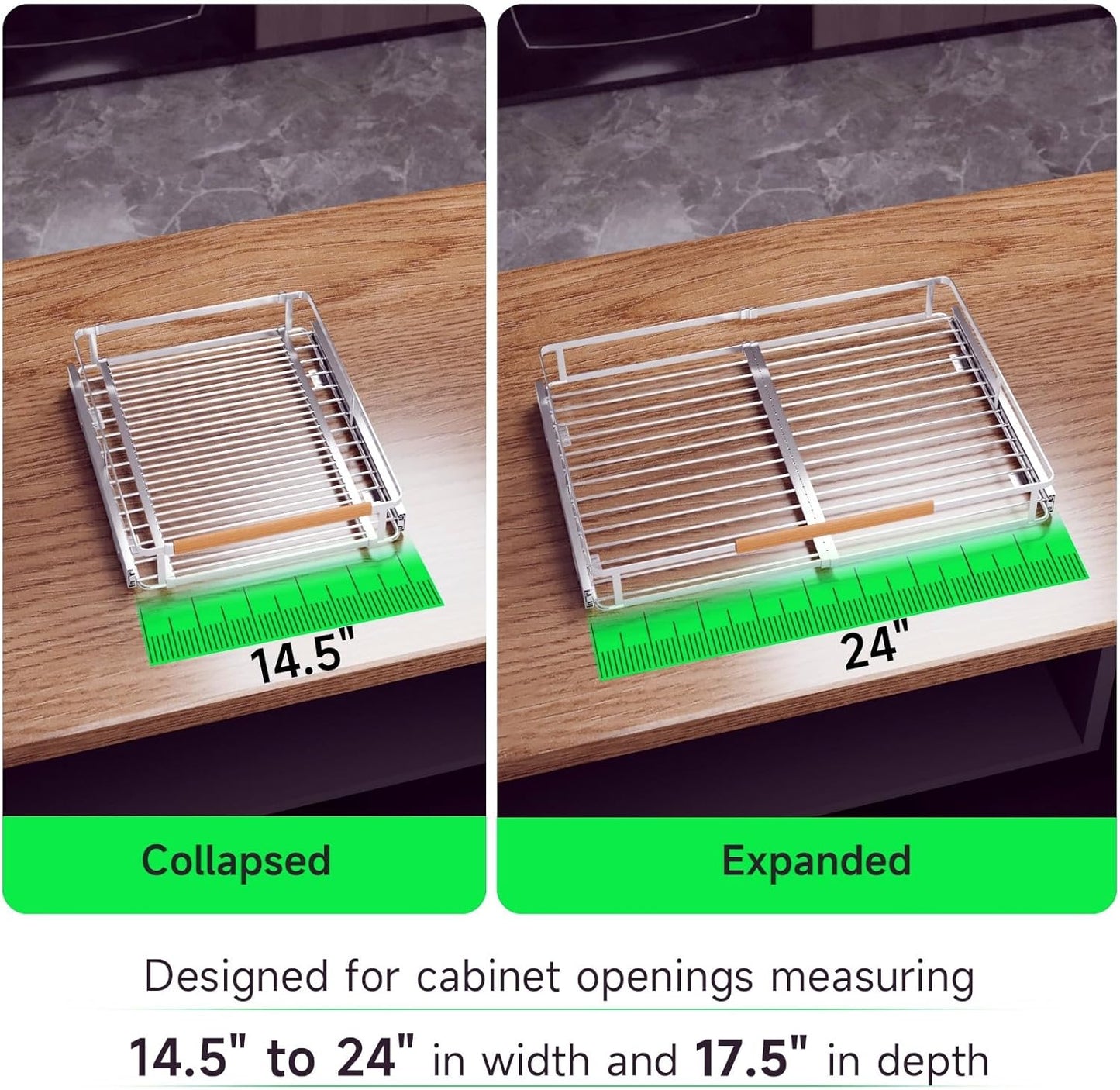 Expandable Pull Out Drawers for Cabinets, Kitchen Cabinet Slide Out Shelves
