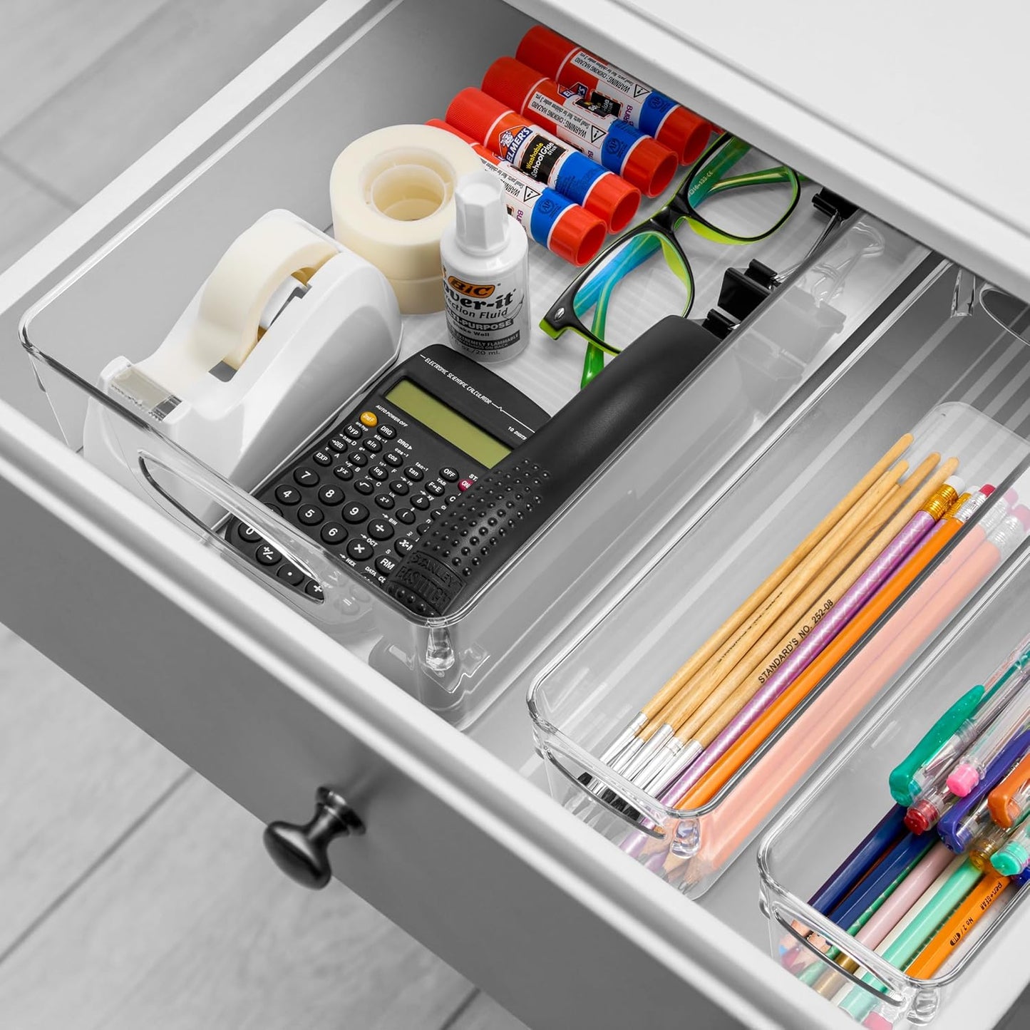 Small Clear Plastic Storage Bins for Organizing, 10 Pack Clear Organizer Bins with Handles