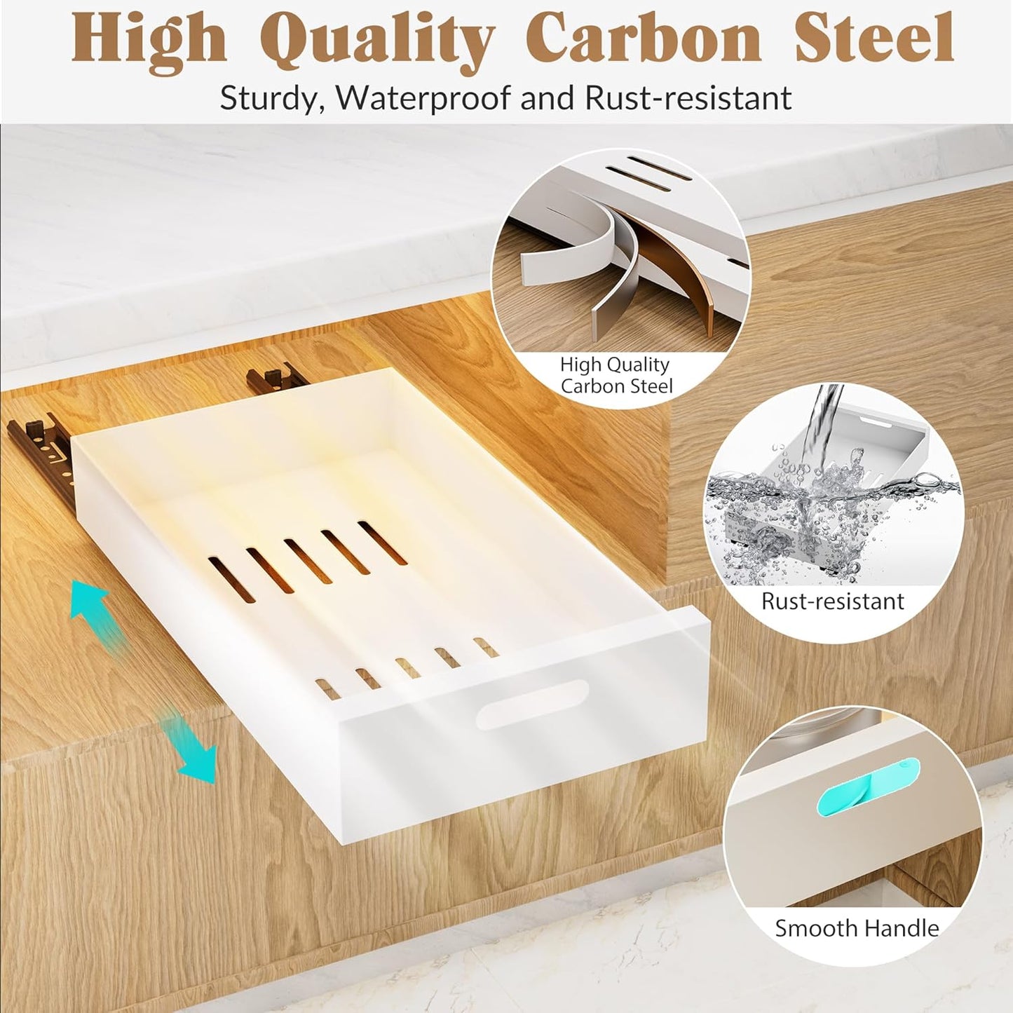1 Pack | 21" Deep Pull Out Cabinet Organizer Adhesive