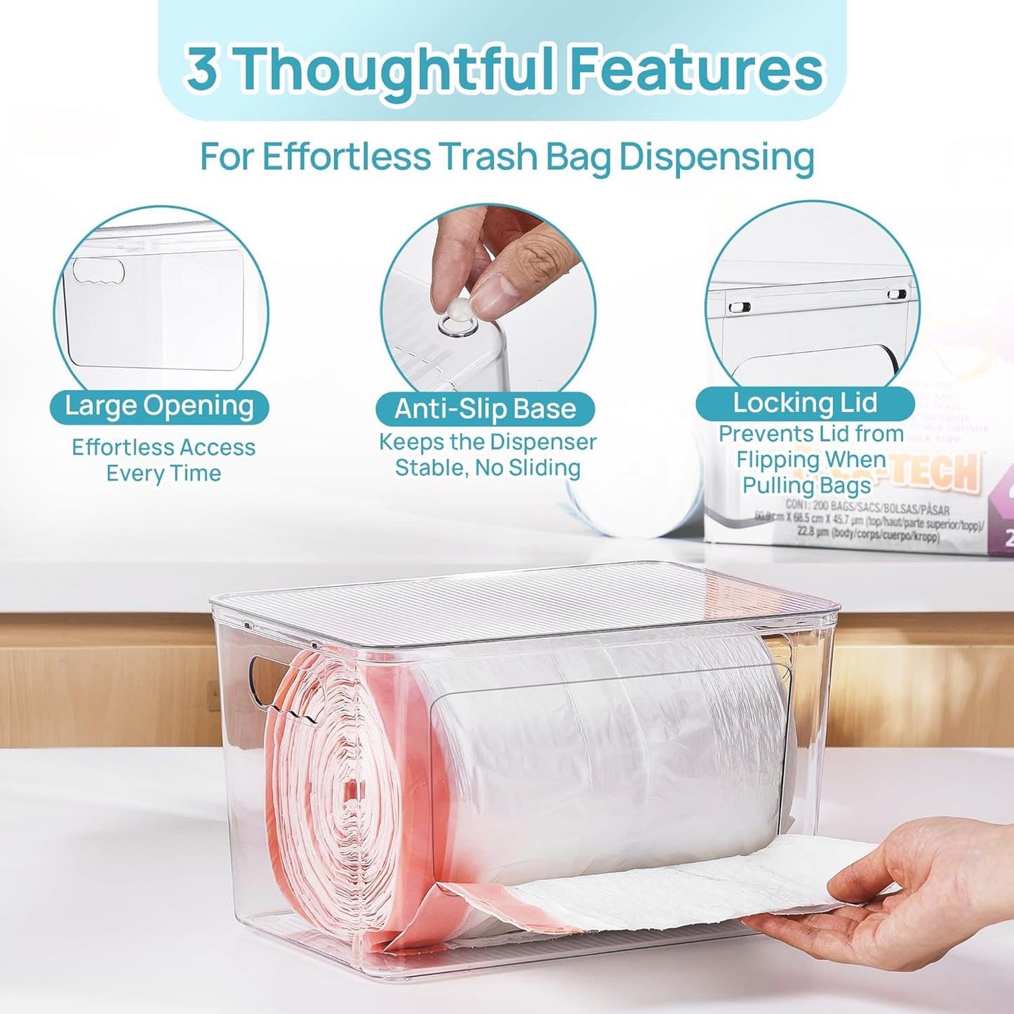 2 Pack Trash Bag Holder, Stackable Garbage Bag Dispenser for 13/30/33 Gallon Bags