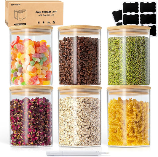 37 Oz Glass Storage Jars with Bamboo Lids