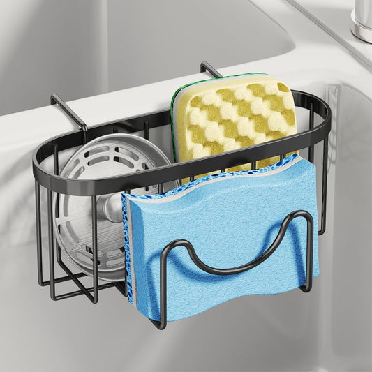 Sponge Holder for Kitchen Sink - Movable Kitchen Sink Caddy with M Shape Hook