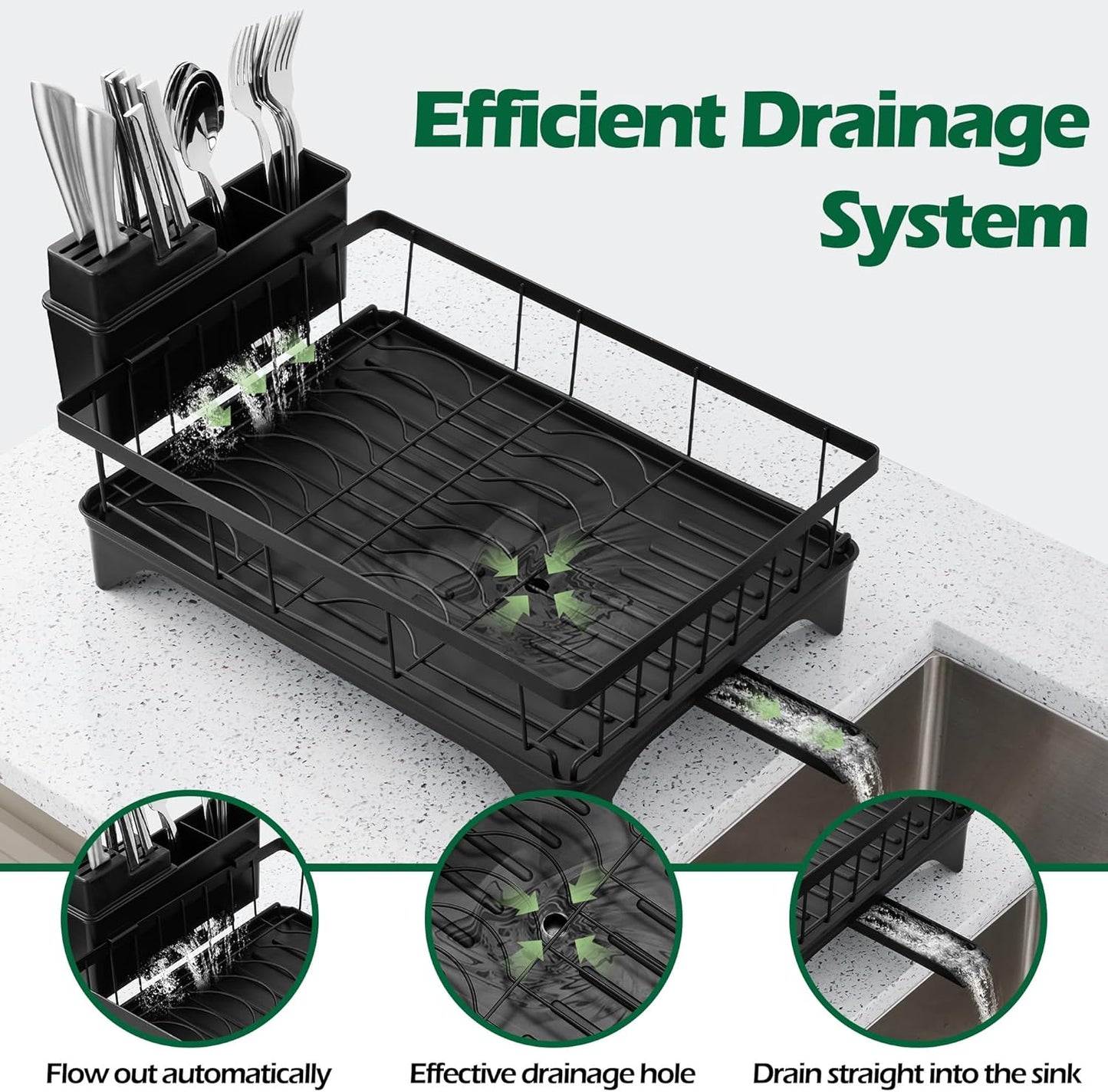 Dish Drying Rack for Kitchen Counter, 2 Tier Small Dish Drainer Drying Rack