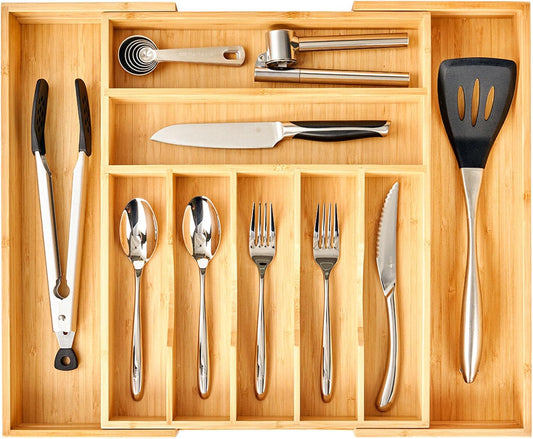 Large Expandable Kitchen Silverware Utensils Drawer Organizer