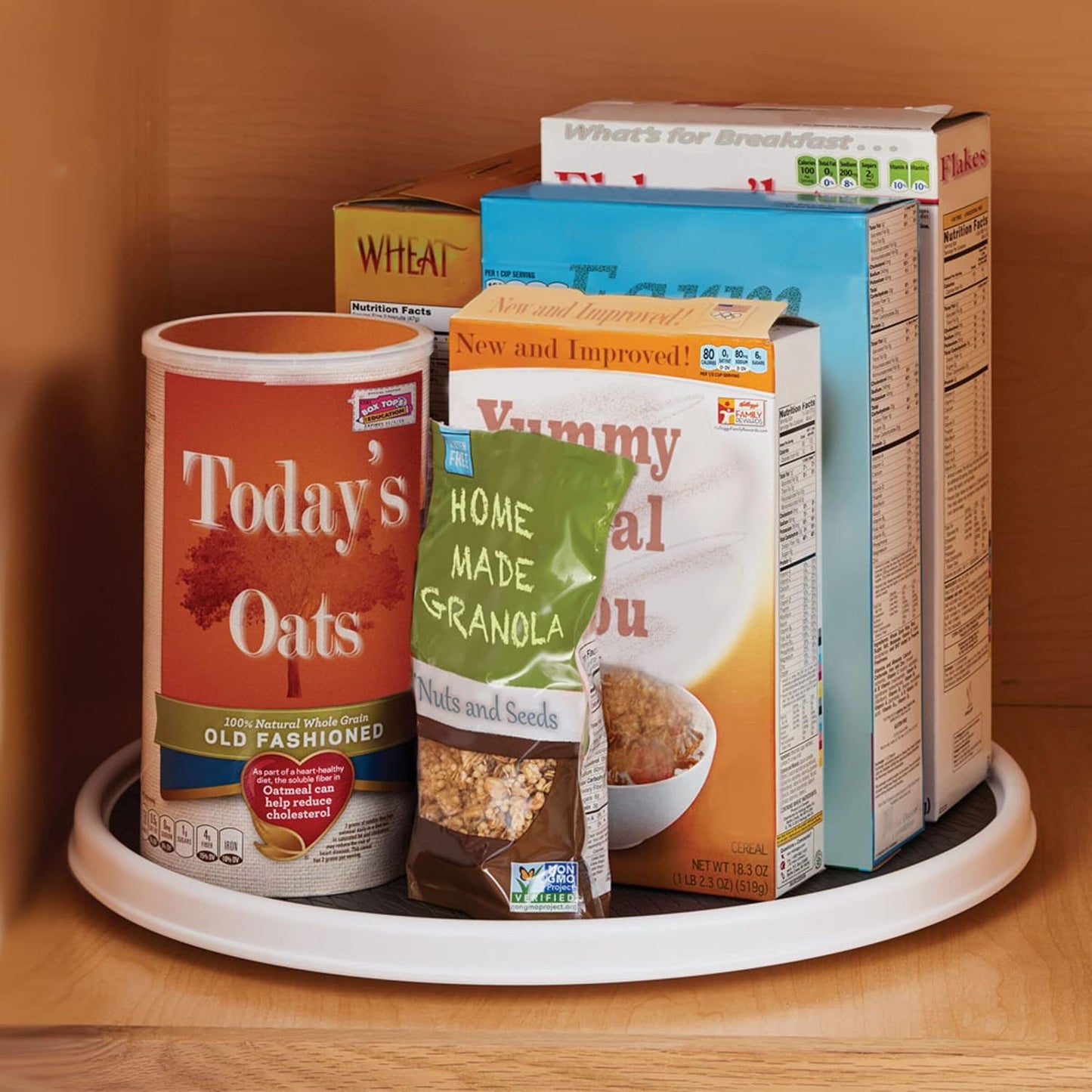 18-Inch Lazy Susan Turntable Organizer, Non-Skid Pantry or Cabinet Spinner for Spices, Condiments