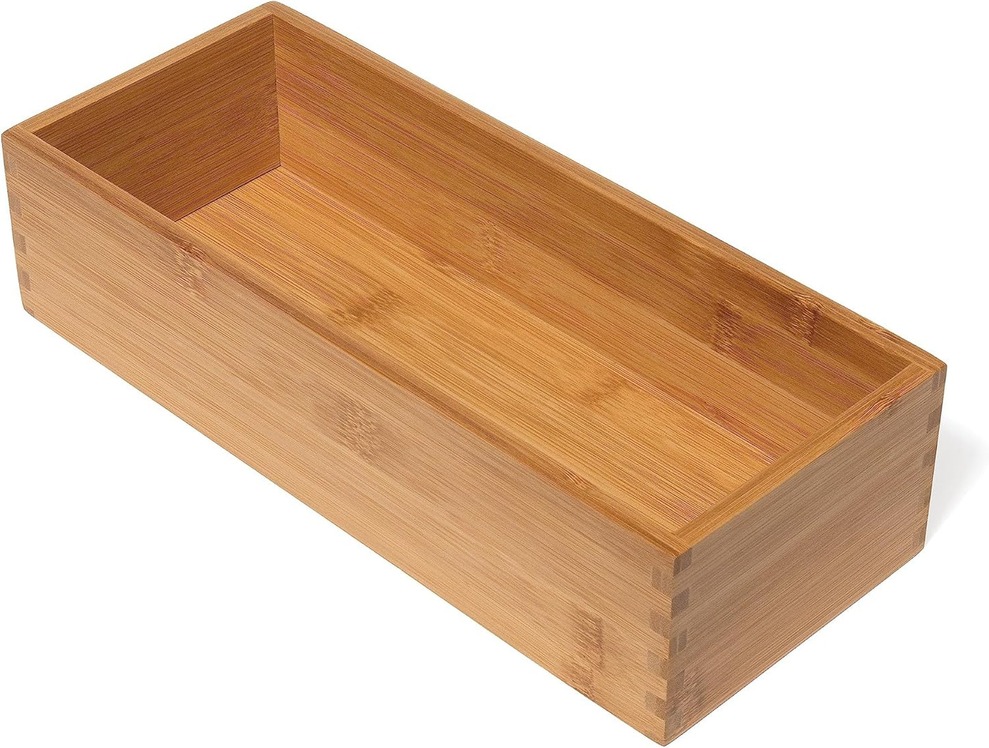 Bamboo Utensil Holder Storage Box for Cooking Tools, Makeup, or Office Supplies, 5" x 12" x 3"