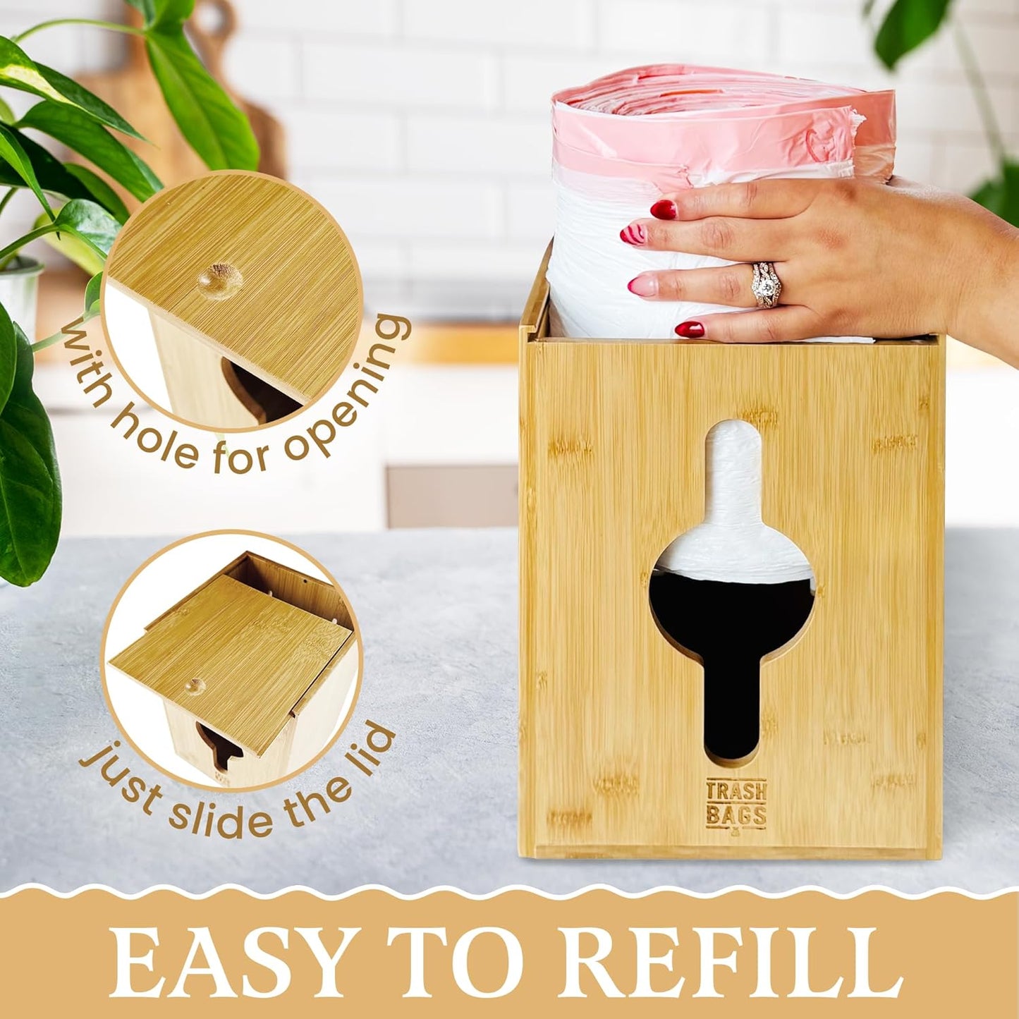 Extra Large Trash Bag Dispenser Holder, Fits 13,30,33 Gallon & Large Rolls
