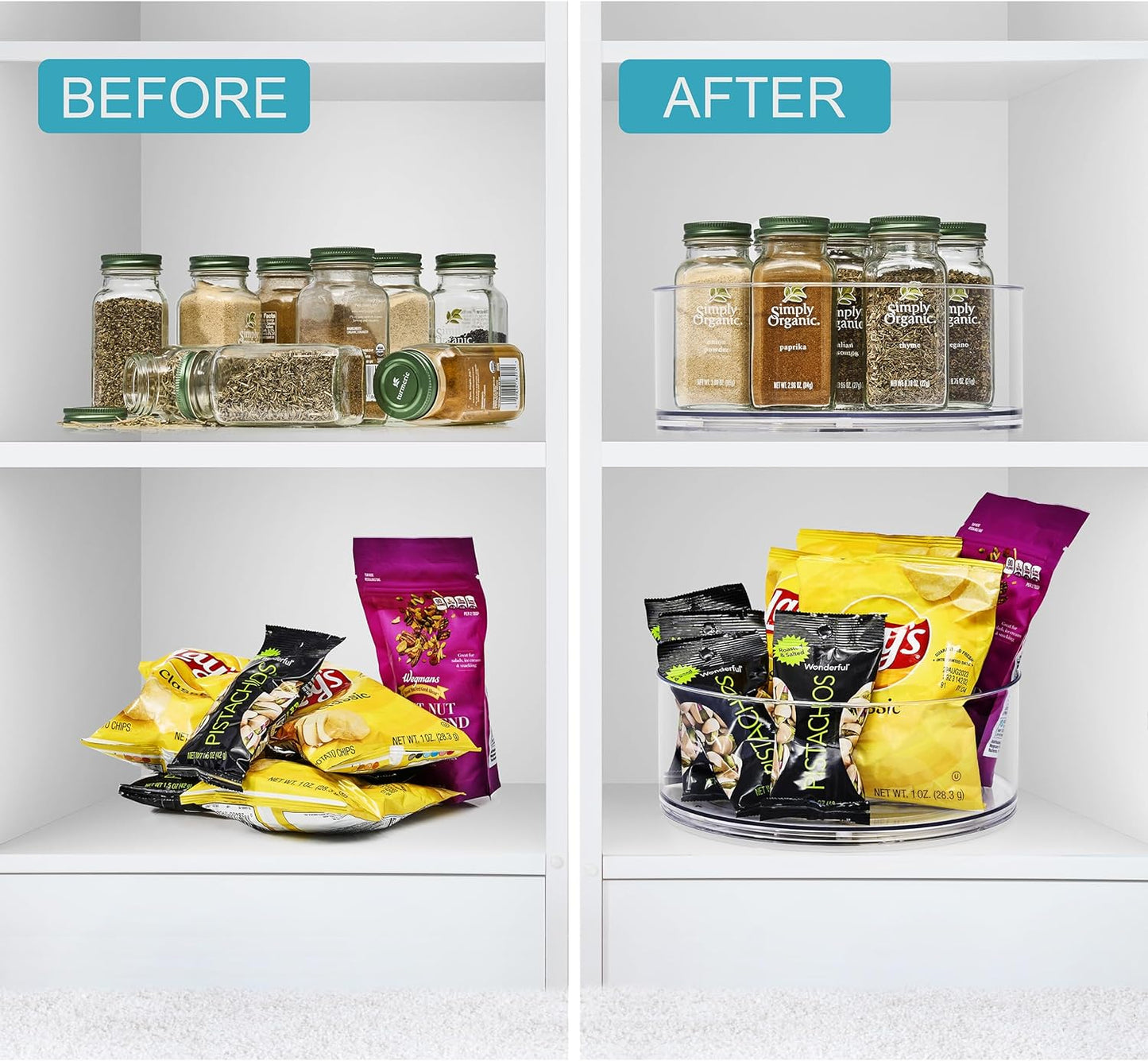 9 Inch Clear Lazy Susan Organizer, Turntable Organizer for Spice Organization for Cabinet
