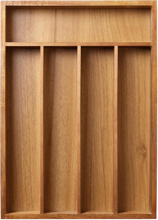 Acacia Wood Silverware Organizer 10 In Utensil Organizer Silverware Tray for Drawer Cutlery Flatware Organizer for Kitchen