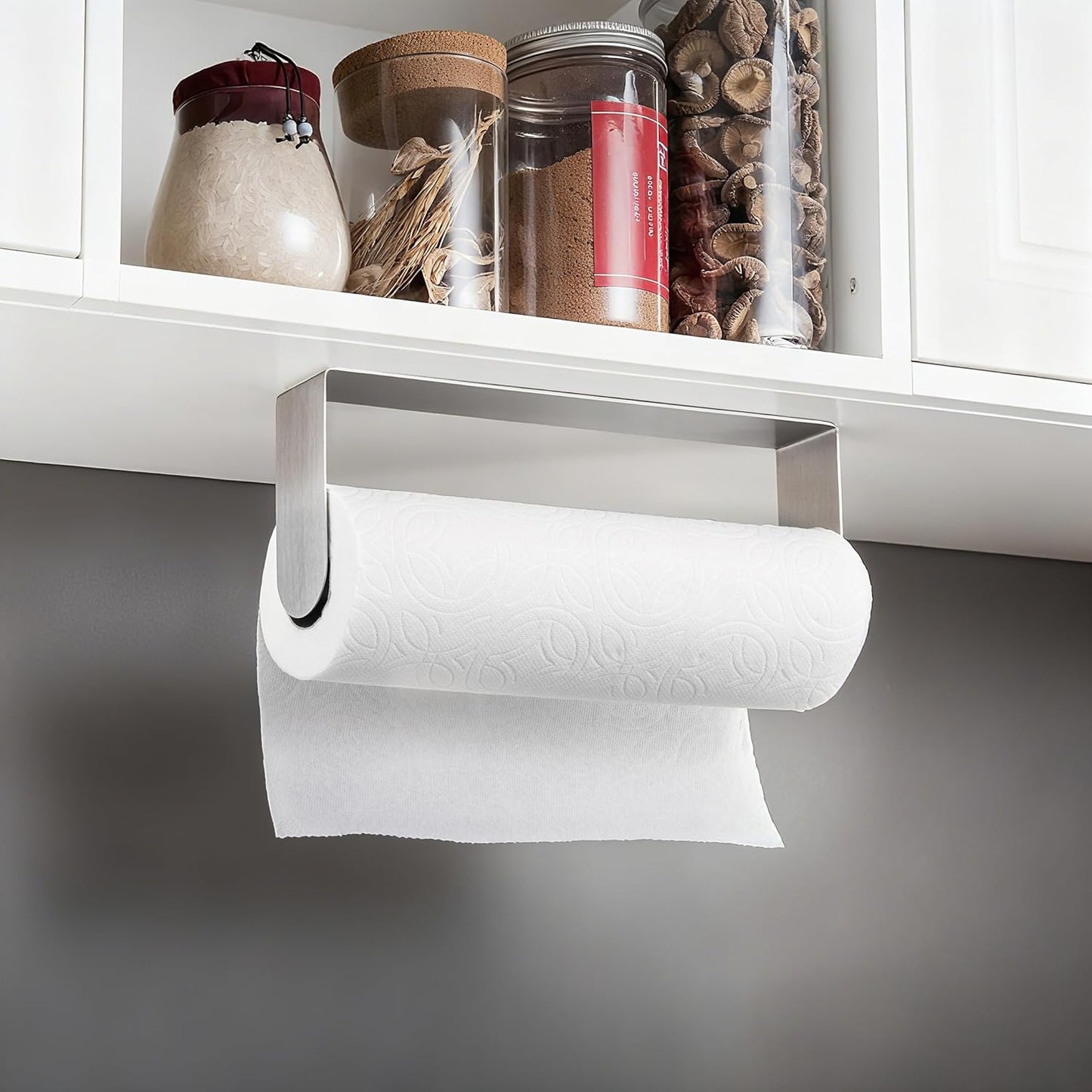 Adhesive Paper Towel Holder Under Cabinet - Self Adhesive Paper Towel Rack Wall Mount for Kitchen