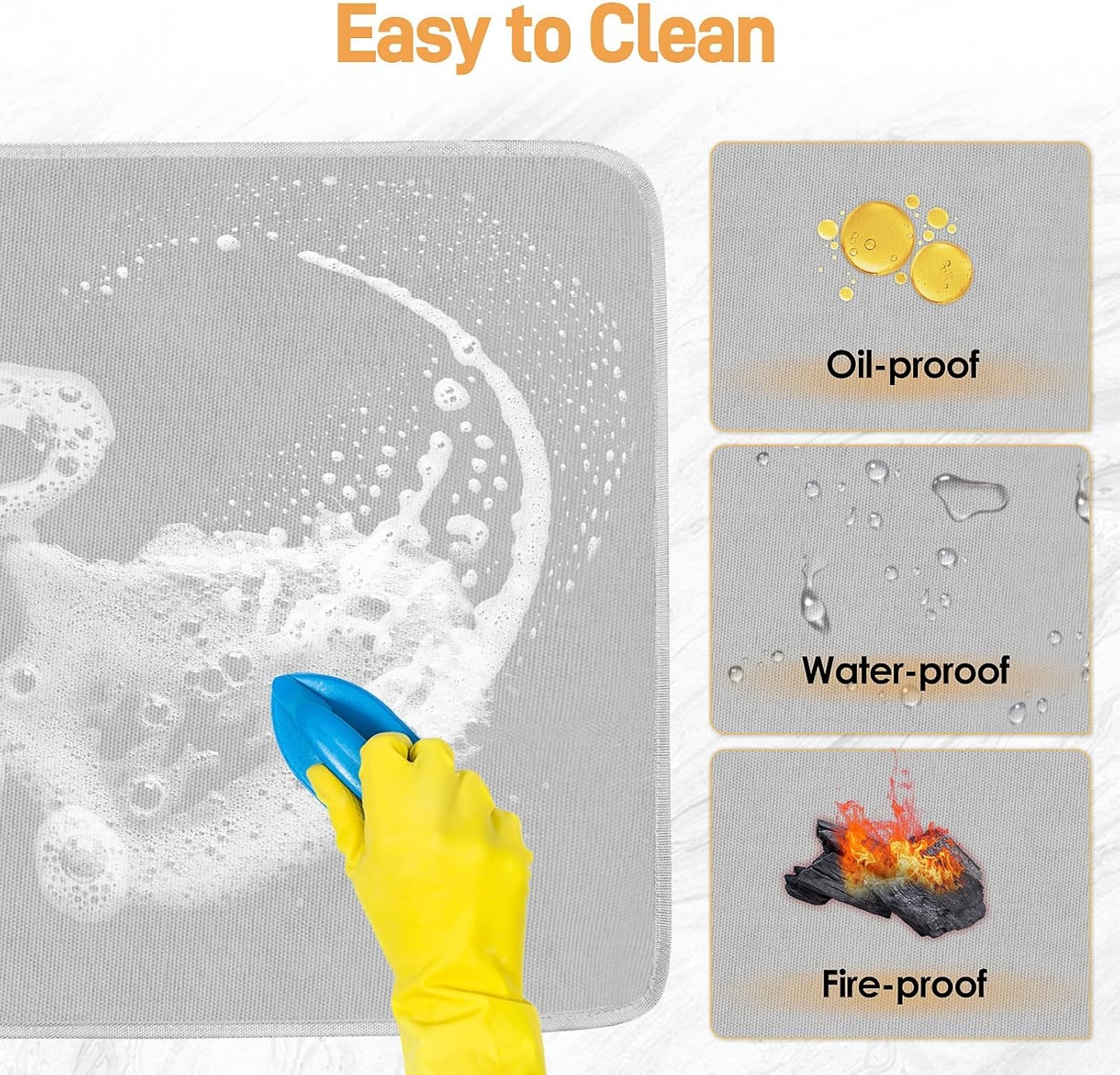 Heat Resistant Mat for Air Fryer, 12 x 14in Heat Resistant Mat for Countertop, Fireproof Silicone Countertop Protector Appliance Slider Hot pod for Air Fryer, Coffee Maker, Toaster, Oven (Grey)