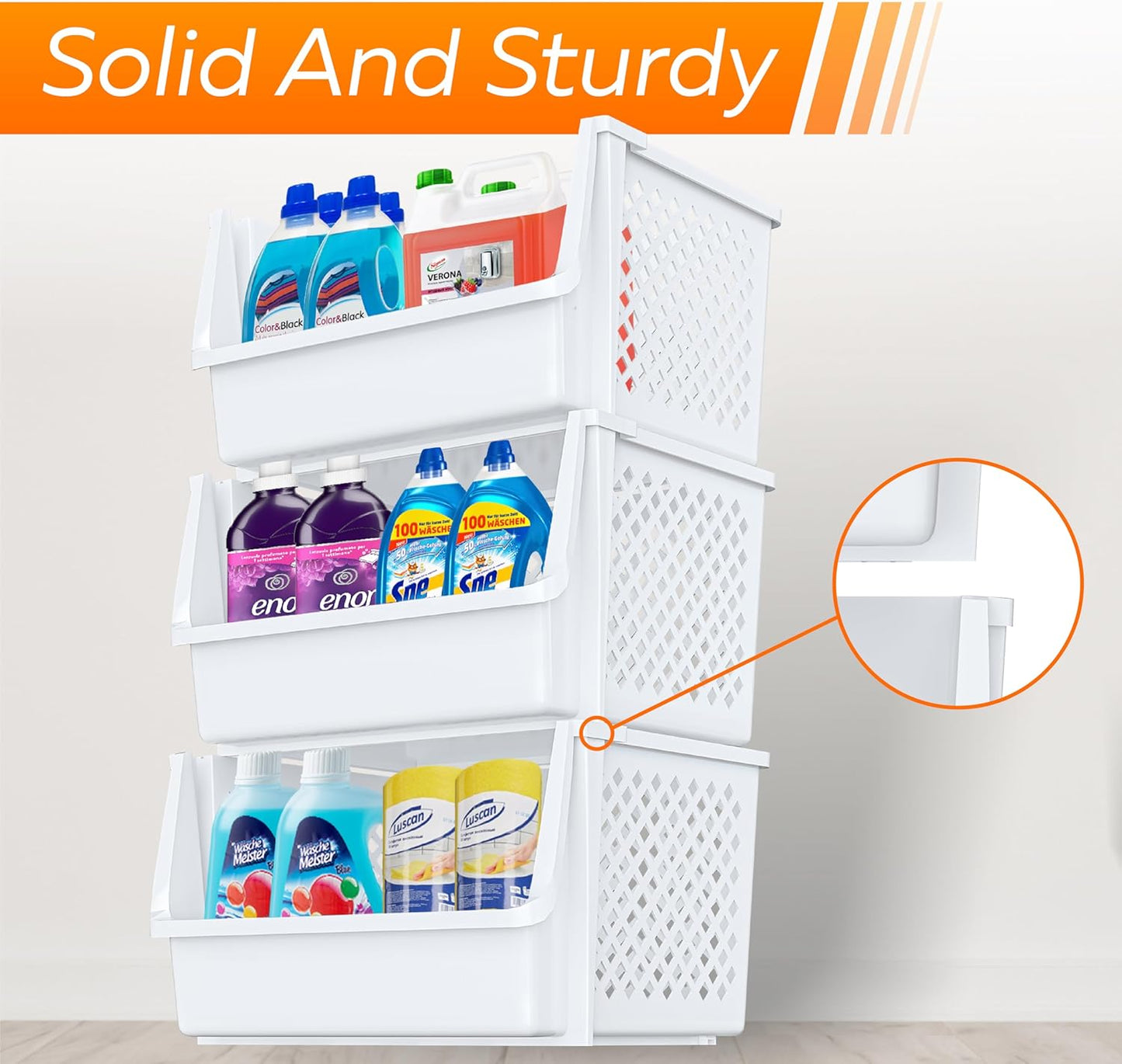 TidyFriend 6 Pack XLarge Stackable Storage Bins Open Front for Pantry Organizers and Storage