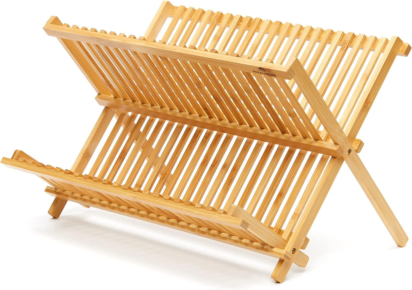 Premium Natural Bamboo Dish Rack, Collapsible Dish Drainer