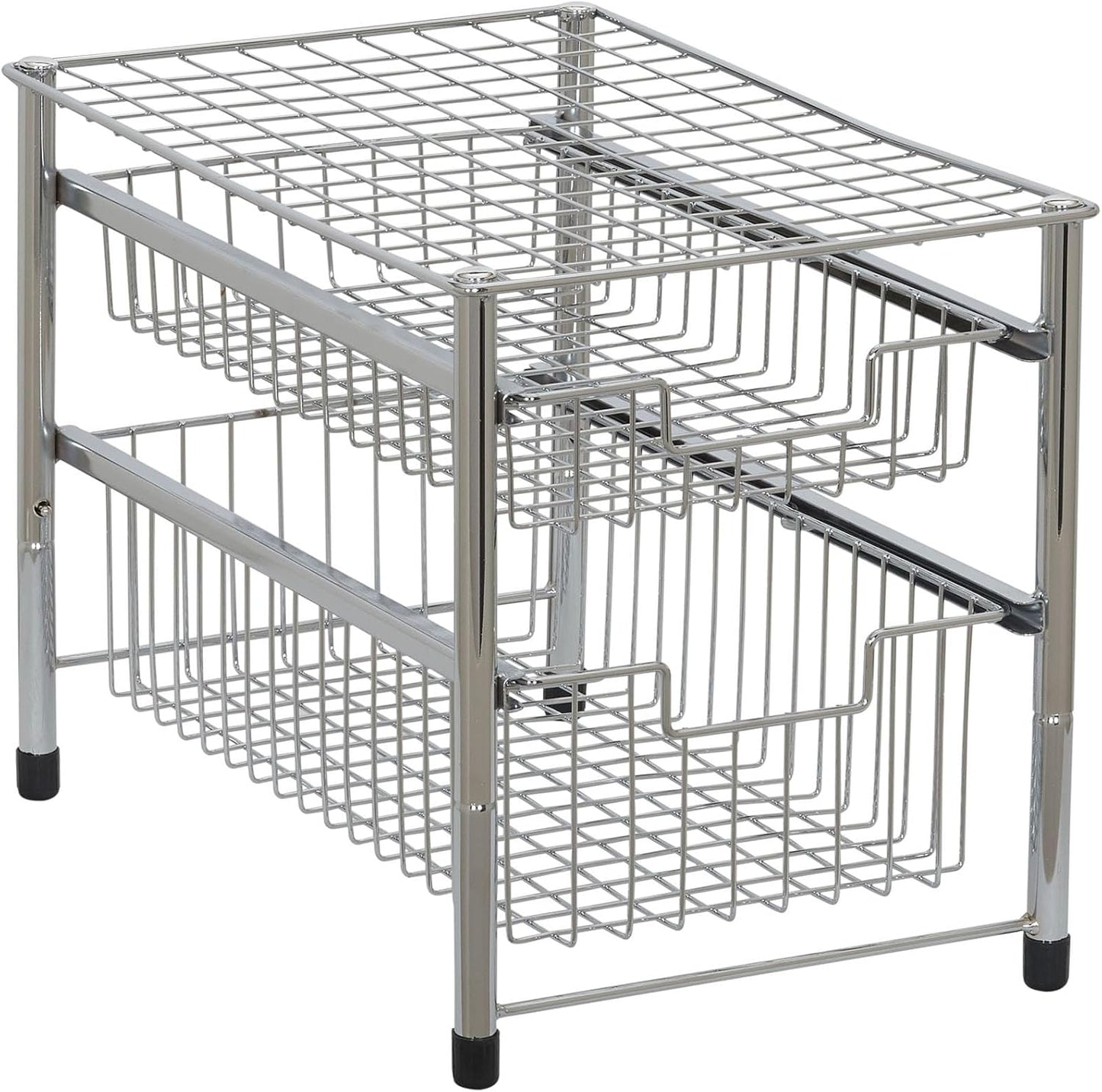 Silver 1239-1 Free Standing Pull Out Cabinet Organizer Shelf | Double, 16.5" Deep