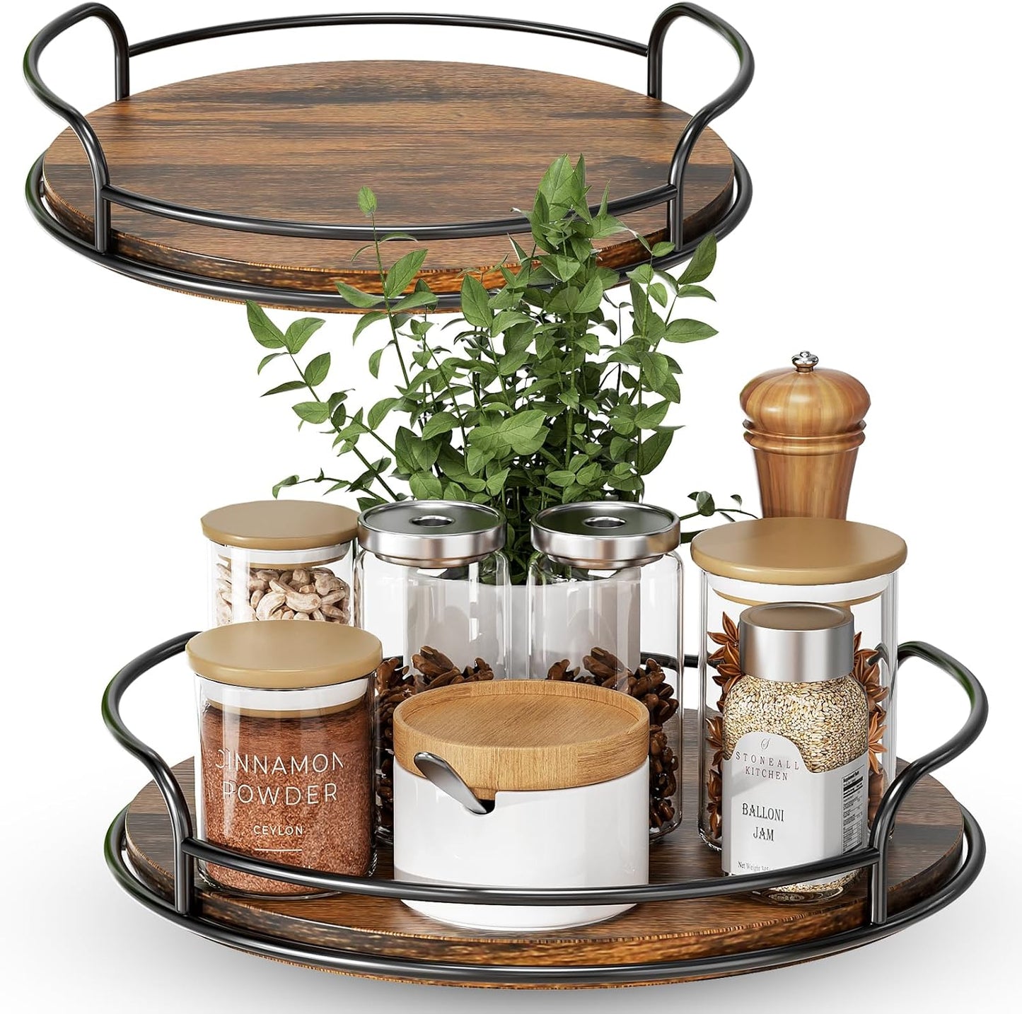 2 Pack 9'' 10'' Lazy Susan Turntable Organizer for Table Top Cabinet