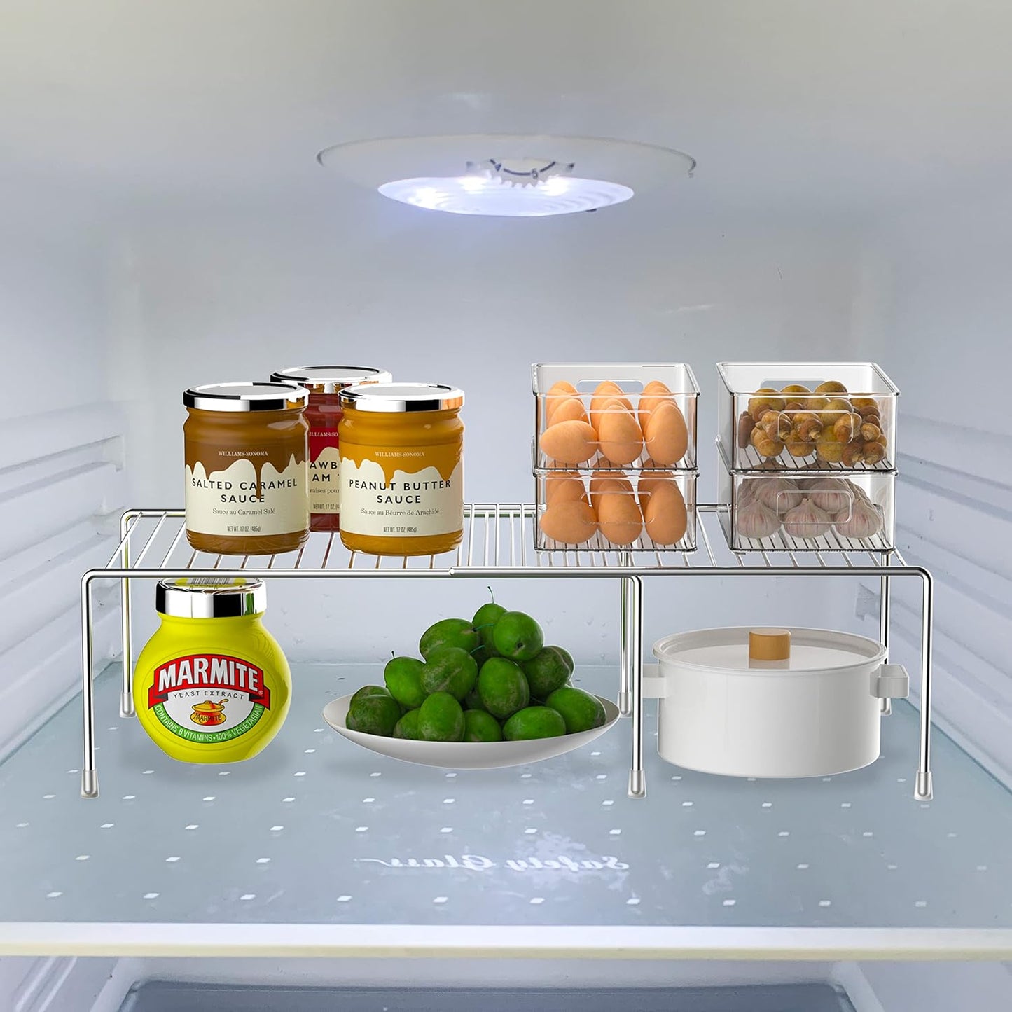 Kitchen Cabinet Expandable Shelf Organizers Set of 4, Adjustable Metal Wire Pantry Storage Shelves
