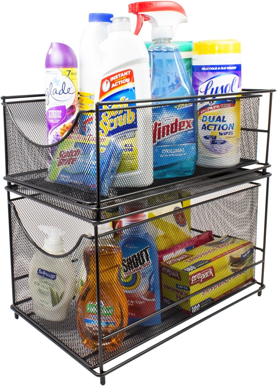 Sorbus® Cabinet Organizer Set — Mesh Storage Organizer with Pull Out Drawers—Ideal for Countertop