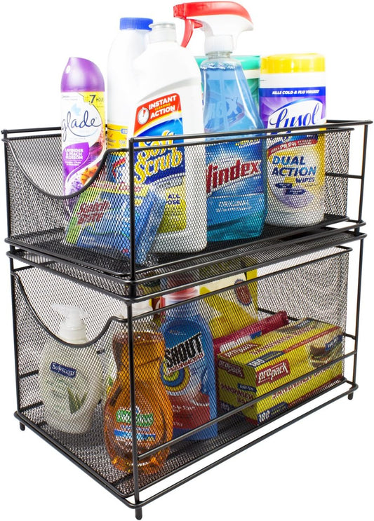 Sorbus® Cabinet Organizer Set — Mesh Storage Organizer with Pull Out Drawers—Ideal for Countertop