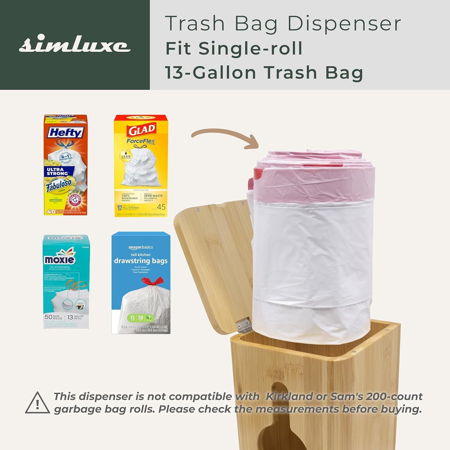 Trash Bag Dispenser – Wall Mounted & Stackable Garbage Bag Holder Dispenser for Kitchen & Pantry | Durable, Minimal, and Effortlessly Organized
