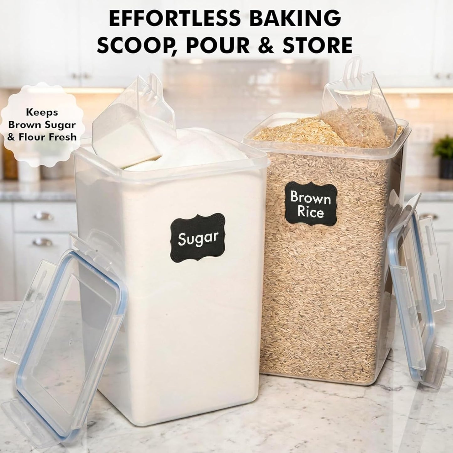 2 PC [6.5L / 220 Oz] Large Flour Sugar Storage Containers - Leak Proof, BPA Free